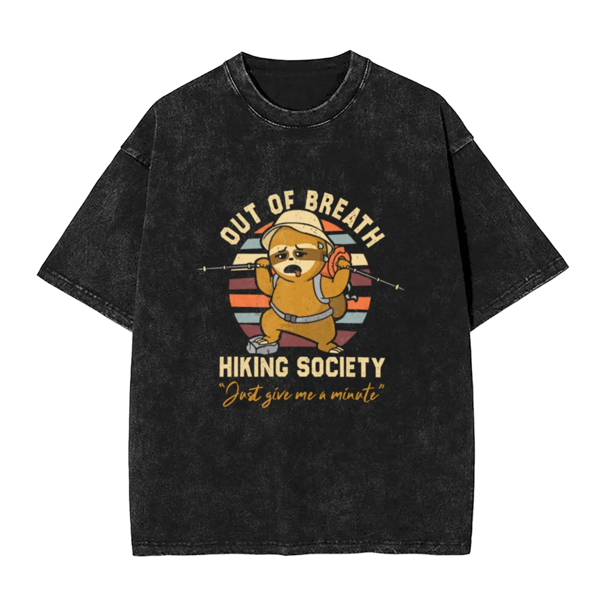 Out Of Breath Hiking Society Funny Hiker Walker  Classic Chic A T-Shirt Oversized Short Sleeve Men's Women's Cotton Tees Tops