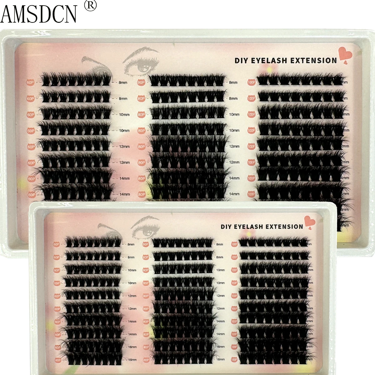 New 3D Grafting 10 Rows 60P+80P+100P Self Grafting DIY Mixed Cluster Packaging Mink Makeup False Eyelash Beauty Tool Wholesale