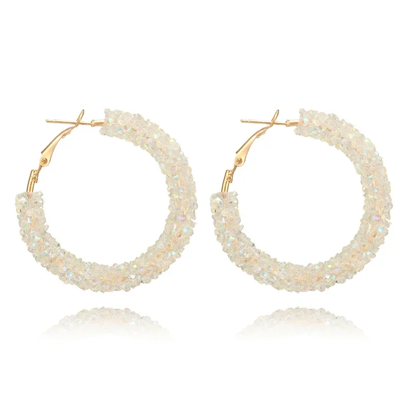 New Fashion Hoop Earrings for Women Color Bling Bling Round Geometric Statement Earrings Jewelry for Wedding Party Brincos