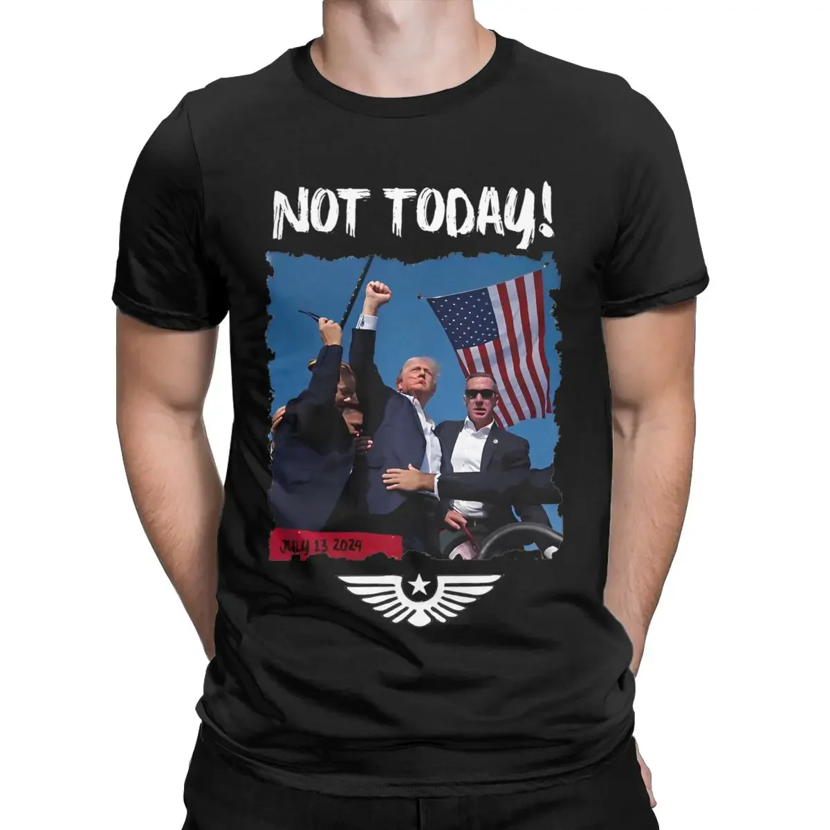 Donald Trump 2024 Assasination Attempt T-Shirts Men Fighting Shot Funny Pure Cotton Tee O Neck Short Sleeve T Shirt Summer Tops