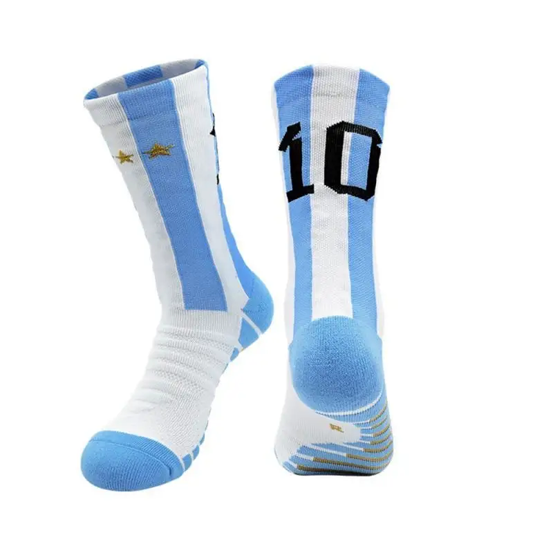 

Yellow Number 10# Adults Soccer Socks Blue Men's Football Sports Short Sock Outdoor Running Fast-drying Breathable Non-Slip Sock