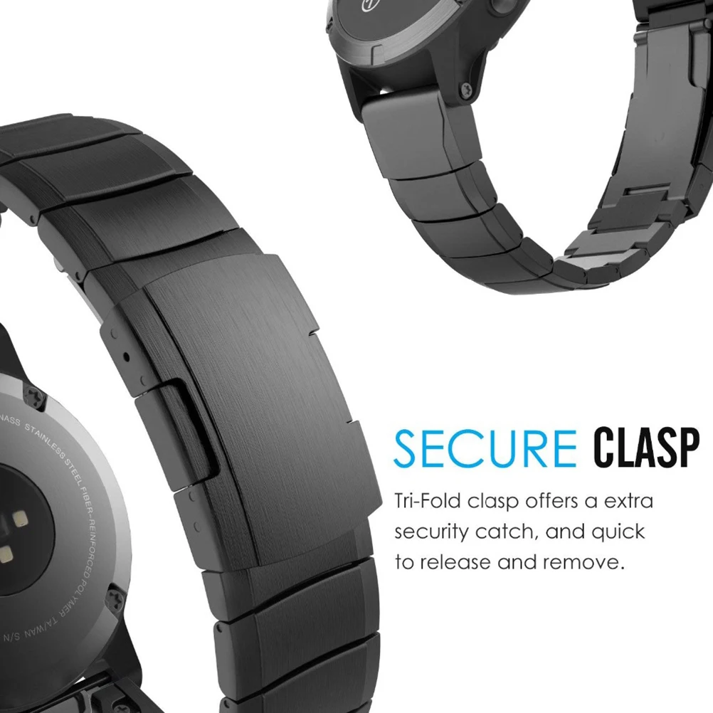 

20 Mm Stainless Steel Quick Disassembly Strap Watch Band Wristband Compatible for Fenix5x Sports Watchstrap Metal