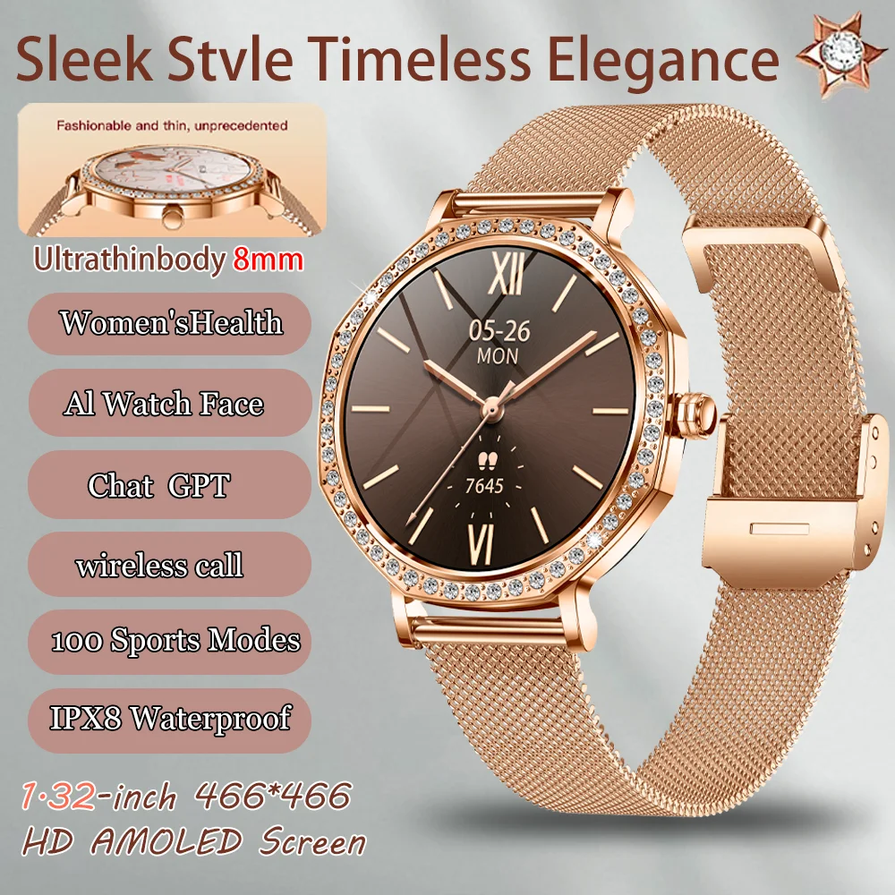 2026 healthy sports smart watch, 24-hour heart rate, blood oxygen, blood pressure detection, looking for mobile phone, AI voice,