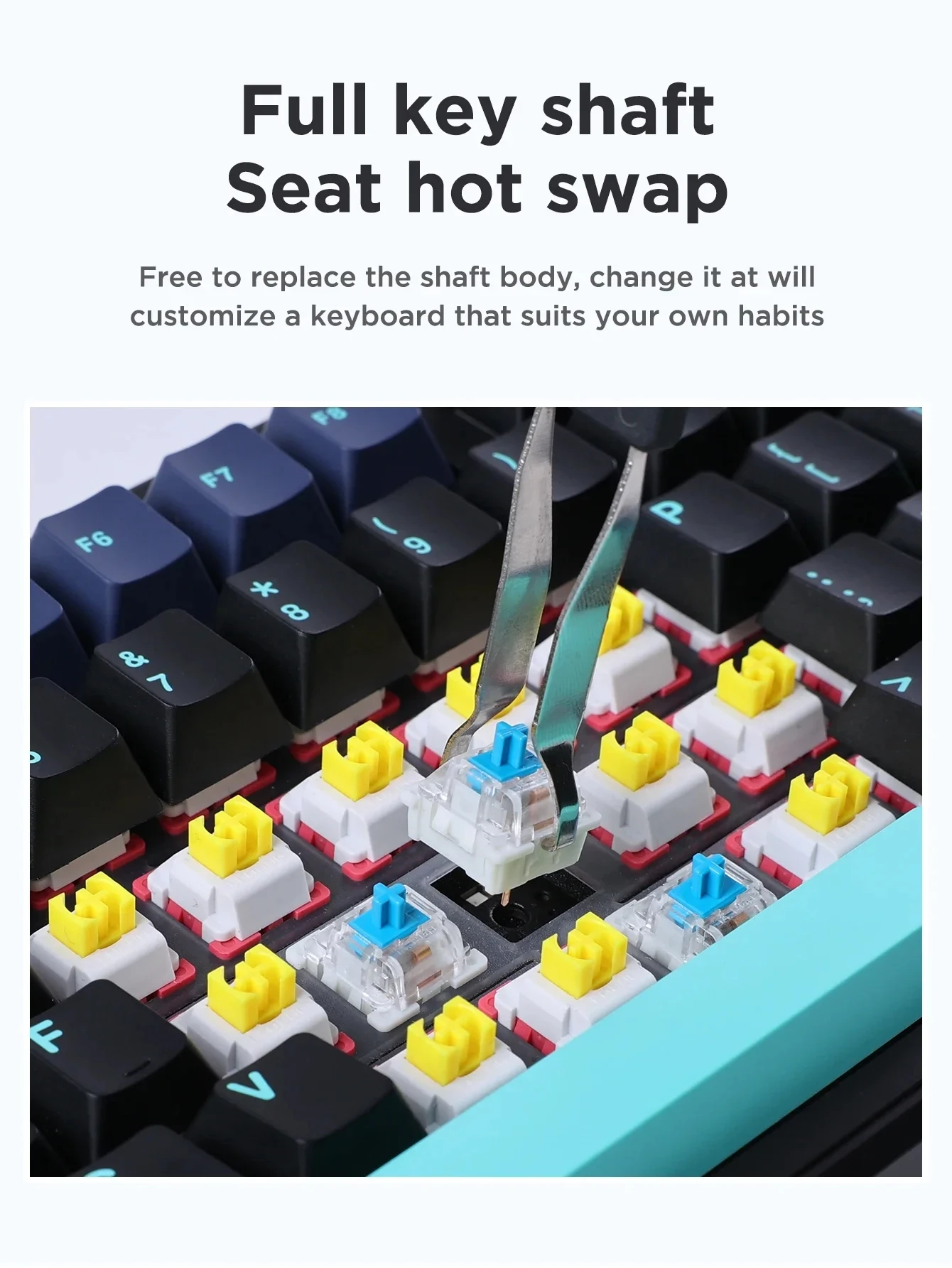 AULA F87 Pro Mechanische Tastatur, 2,4 g/USB/Bluetooth, Tri-Modus, kabellos, 87 Tasten, RGB-PBT-Dichtung, 5-lagige Schalldämpfung, volle Taste, keine Auswirkungen – Detail 9