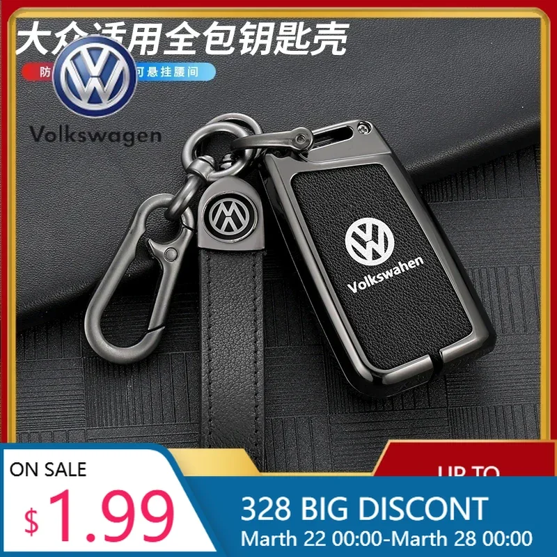 

Стильный чехол-футляр из цинкового сплава и кожи для автомобильного ключа VW Volkswagen Tiguan MK2 M, модель 2026 года, полная защита, горячая новинка