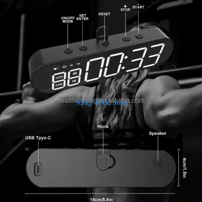 L8RC Digital Athletic Workout Wall Clock, Count Down/Up Stop Watch Timer for Home Gym