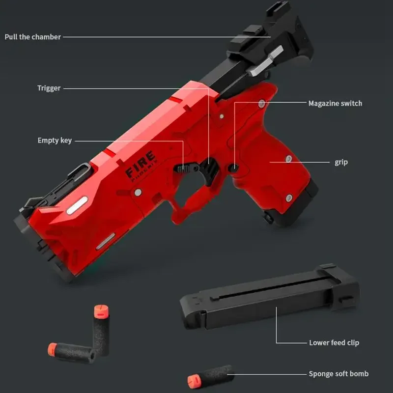 Lanzador de pistola de juguete para niños, eyección de carcasa, pistola de bala suave, lanzamiento continuo sin carga, pistola de tiro de arma CS, juguete para juego al aire libre