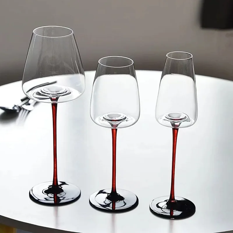 High-grade Luxury Black Tie Burgundy Red Wine Glass Flute Champagne Glass Glasses for Drinks Cup for Alcohol Wineglass Cups Shot