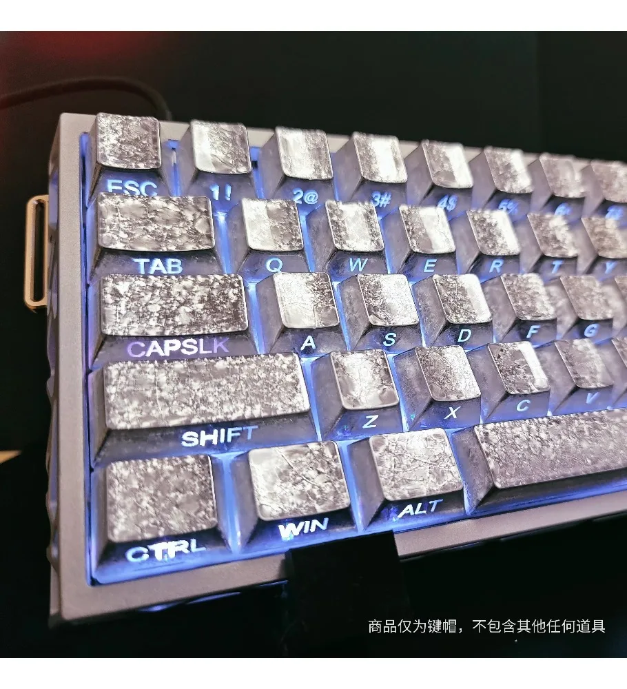 Ice crack metallic paint original side engraved light transmission heat sublimation keyboard cap suitable for night magic mega