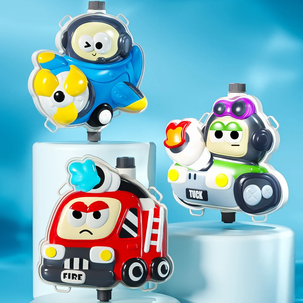 1 Set Cartoon Backpack Water Gun Fire Truck Airplane Summer Vacation Beach Water Children's Toy Water Gun