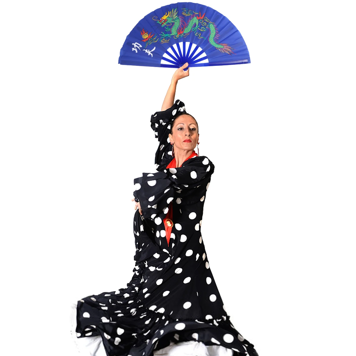 

1pc Plastic Chinese Blue Kung Fu Dance For Taichi Martial Arts Performance Stage Decor Handheld Fan Lightweight Durable