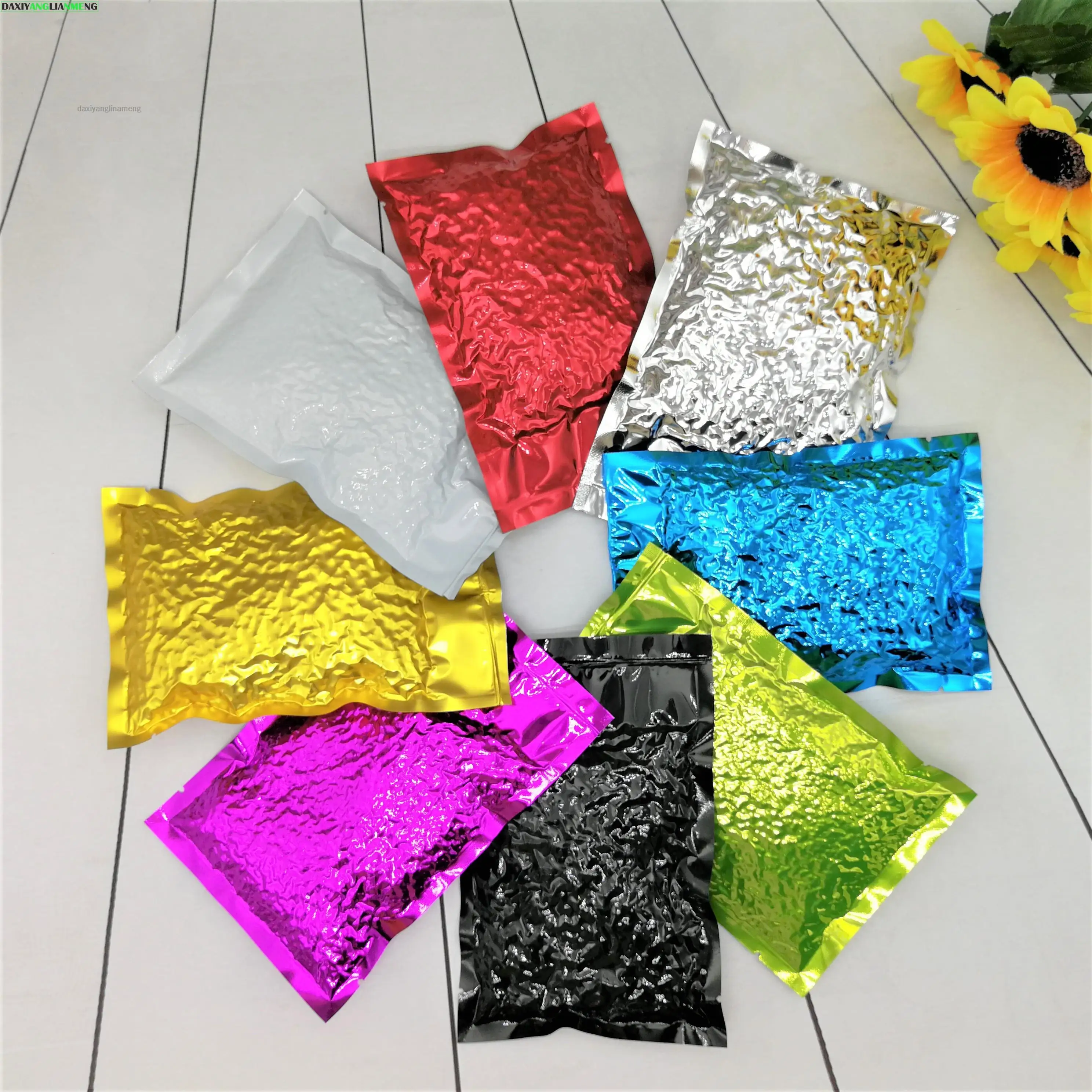 200pcs/lot 6x9cm/7x10cm/8x12cm Small Colors Vacuum Bags Open Top Food Packaging Heat Seal Aluminum Foil Plain Pocket Pouches