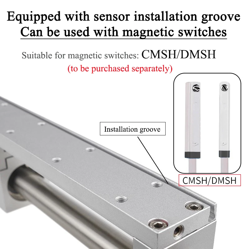 RMH Series Rodless Magnetic Aluminum Alloy Pneumatic Cylinder Long Stroke RMH10/16/20/25 Stroke50 150 200 300 400 500 600 800mm