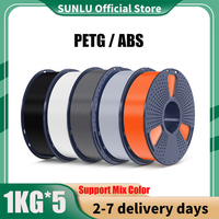 SUNLU 5KG PETG/ABS Filaments 5Rolls 3D Filament 1KG/roll 1.75mm 100% Filament Lines Up Neatly For 3D Printing From EU US