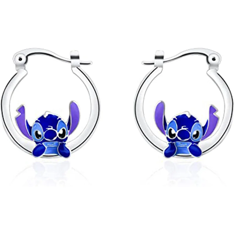 Kawaii Disney Anime Lilo & Stitch Woman Ear Pendants Stitch Metal Earring Delicate Female Jewelry Accessories Christmars Gifts