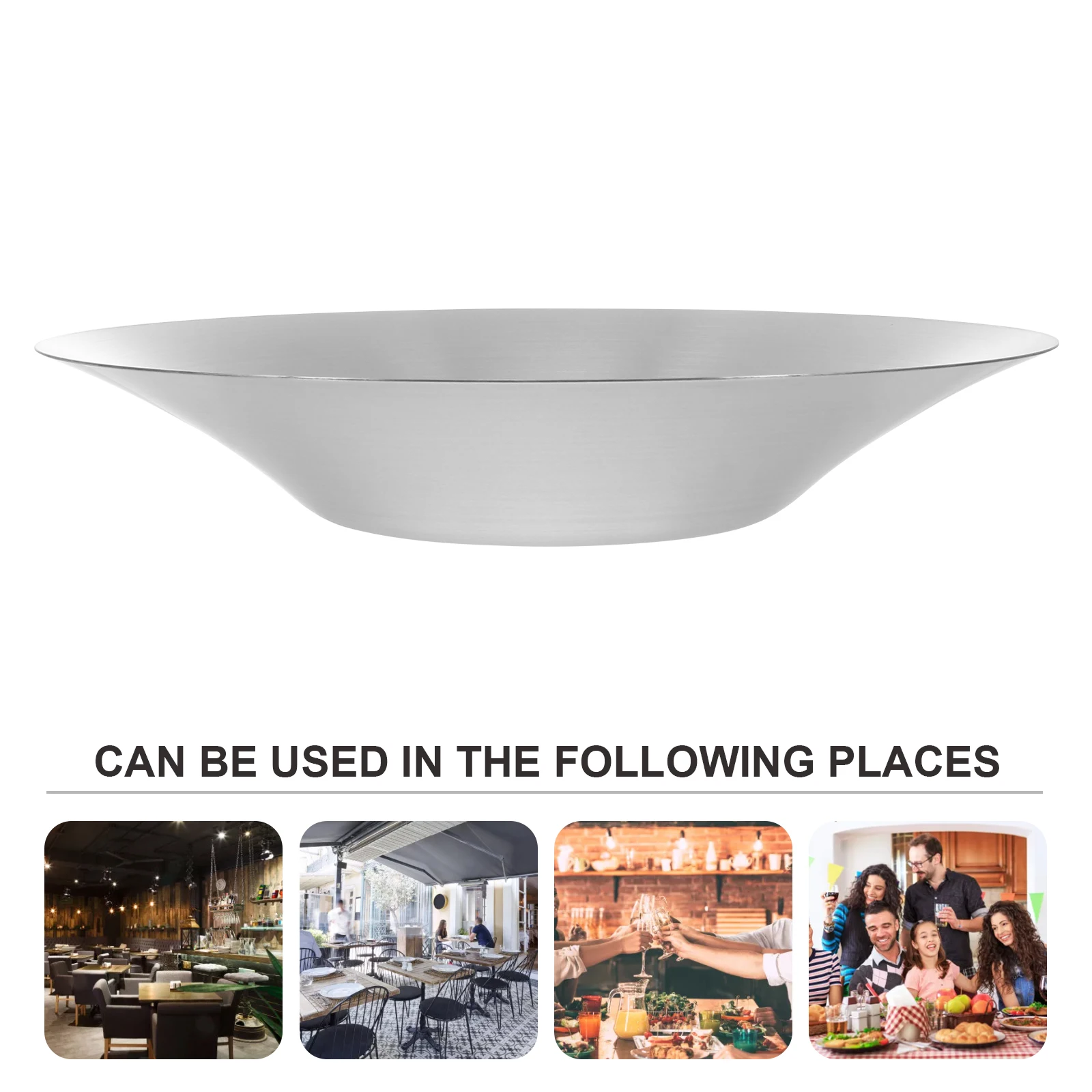 

Stainless Steel Dinner Plate Premium Bowl Round Dish Mixing Salad Pasta Storage Fruit