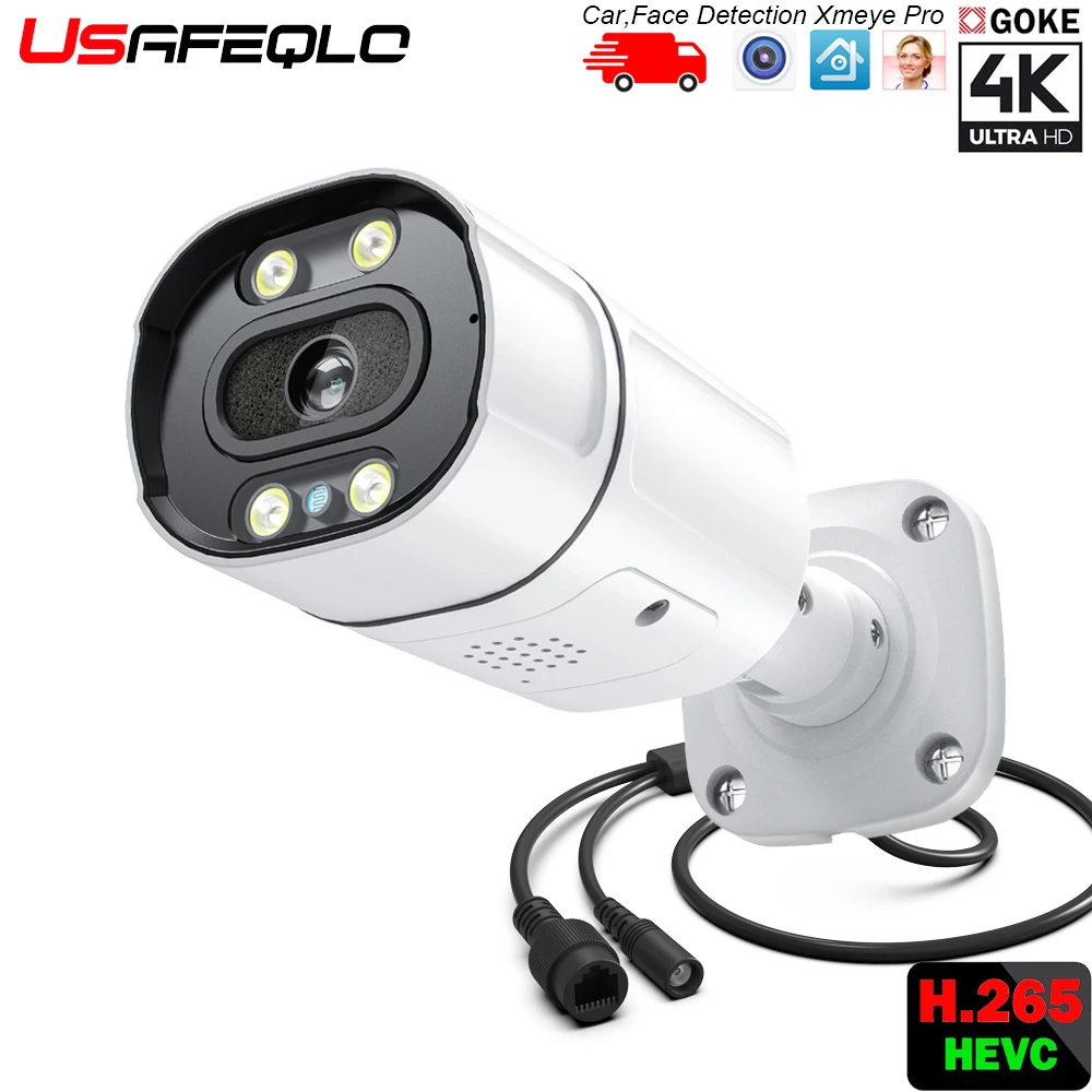 Câmera CCTV com visão noturna, detecção de movimento inteligente AI, câmera de segurança CCTV, fonte de luz dupla, metal colorido, bala, cor, 8MP, 4K IP