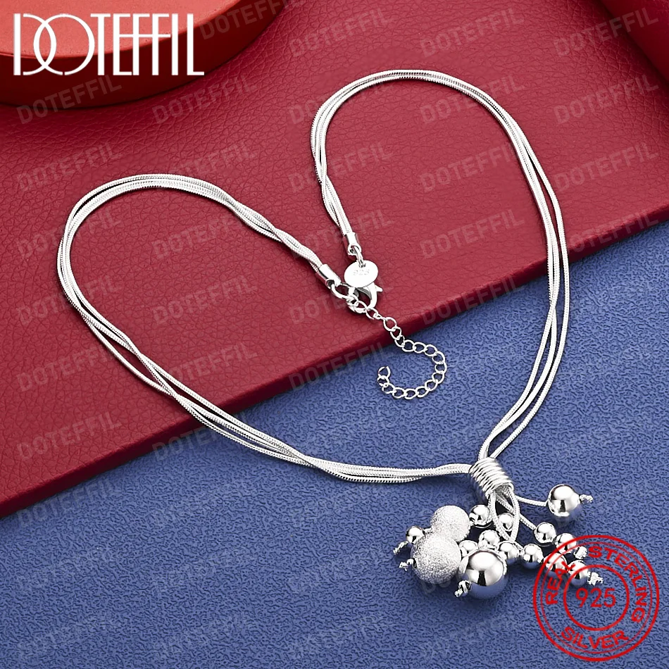 

925 Sterling Silver Bead Pendant Necklace Charms Wedding Jewelry Fashion Pretty Women Party TOP Quality Stamped