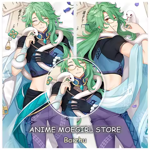 Dakimakura Genshin Impact Baizhu Pillowcase Hugging Body Sleeping Pillow Case Anime Bed Pillow Cushion Cover 50x150 Otaku Gifts