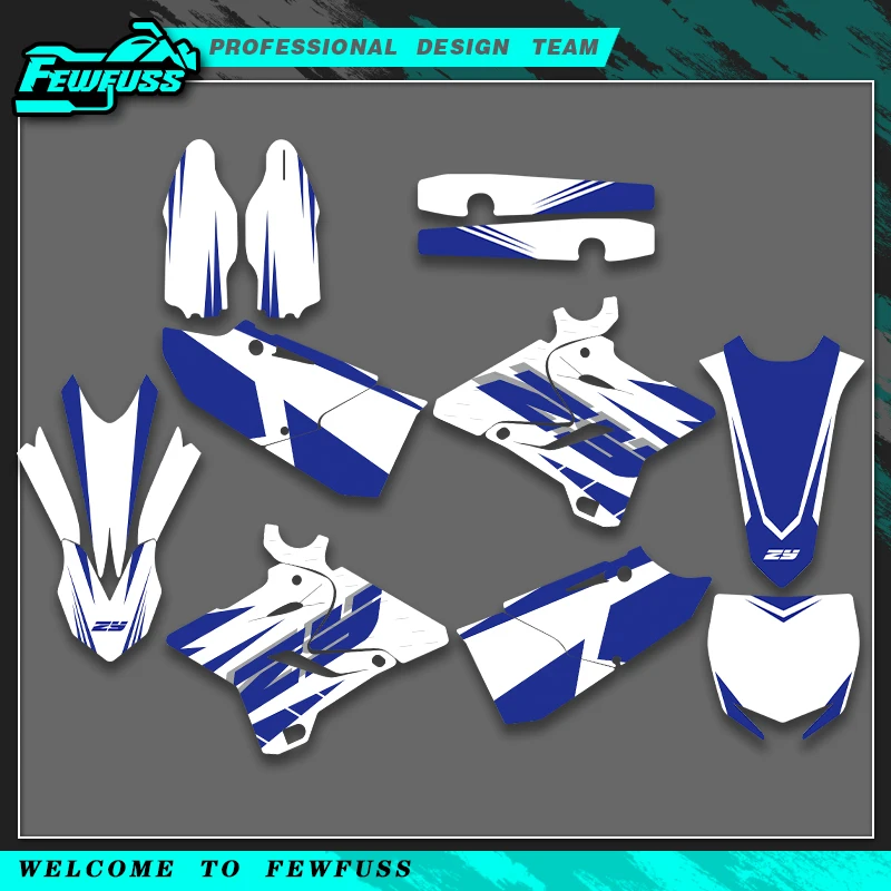 Fewfuss  Graphics Decals Stickers Motorcycle Background Custom Number For YAMAHA YZ125 250 2015 2016 2017 2018 2019 2020 2021