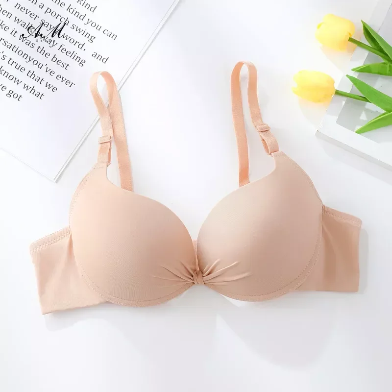 Fashionable Adjustable Gathered Steel Ring Bra Female Lingerie Smooth Bra Thin Cup Women\'s Bra Underwear Bra for Women