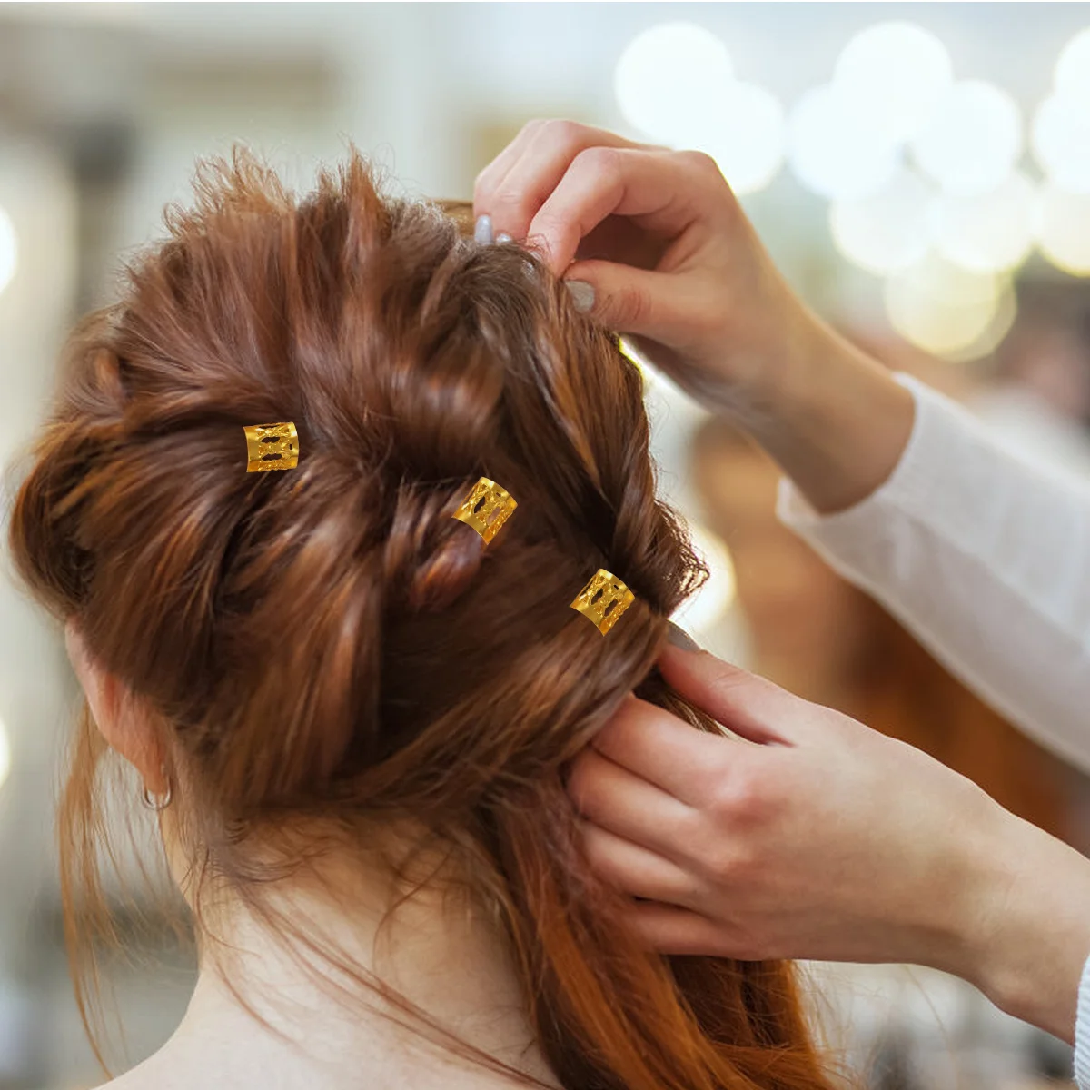 200 قطعة من الأصفاد المعدنية ذات الصنعة الدقيقة المجوفة وخفيفة الوزن وإكسسوارات الشعر المزخرفة وأصفاد الشعر الذهبية والفضية #1