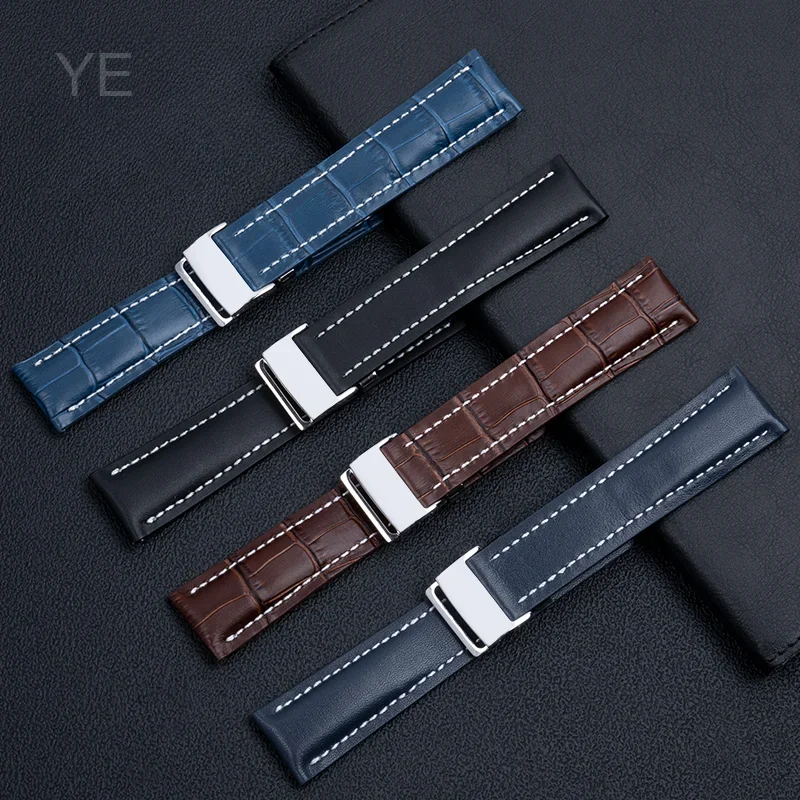 Selected Top Layer Exquisite Cow Leather Watch Strap for  Breitling Aviation Timing Super Ocean Avenger Pilot 22/24MM