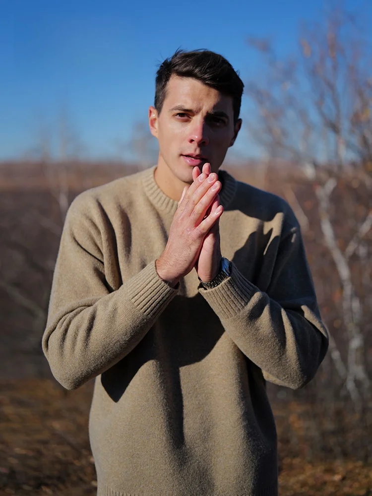 

Мужской повседневный свитер SIMWOOD из шерстяной смеси, вязаный, с круглым вырезом, с длинными рукавами, 5-игольная вязка, широкая версия, цветной трикотаж