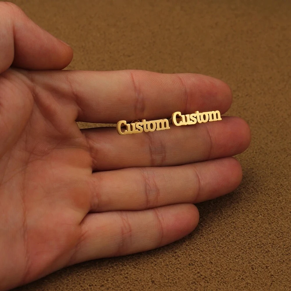 Custom Cursive Full Name Stainless Steel Cufflinks Gold Silver Rose Gold Black Wedding Anniversary Birthday Gift For Groom Him