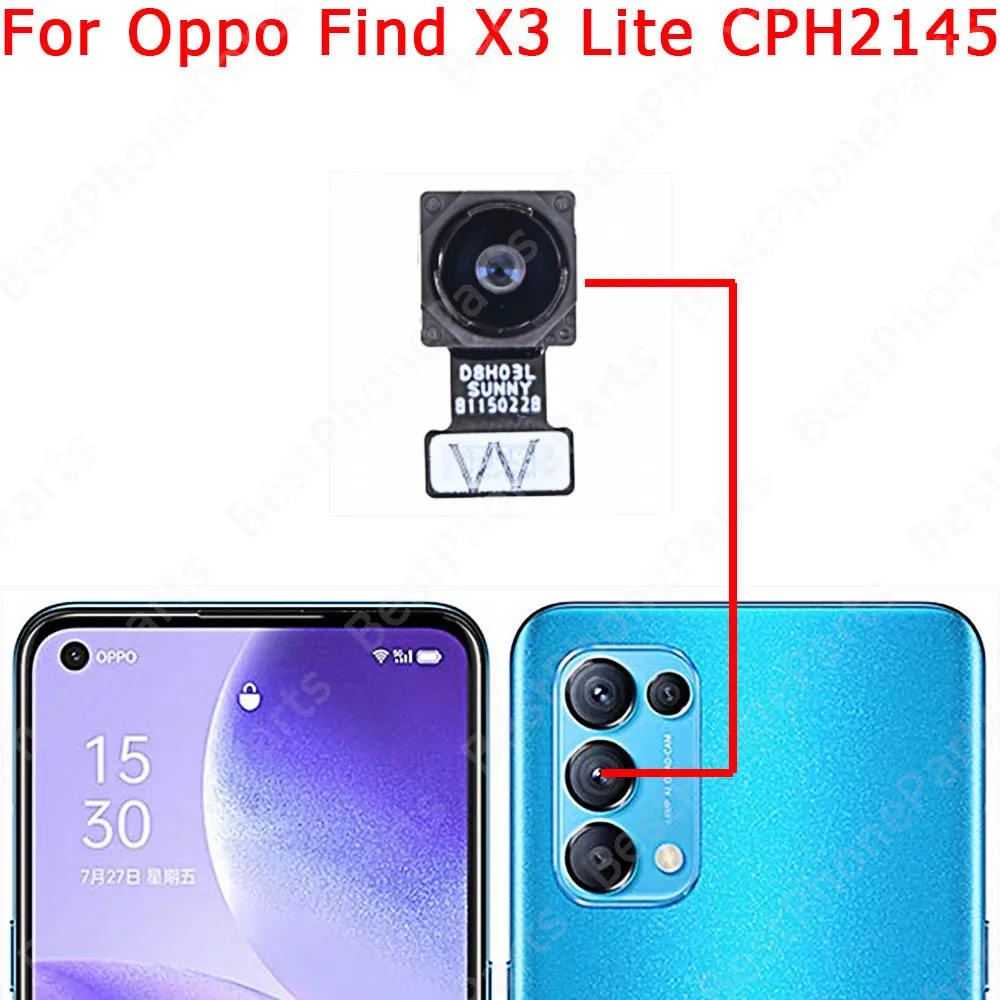 Selfie Backside Big Front Rear Back View Camera Module For OPPO Find X3 Lite Pro Neo Flex Cable Repair Spare Parts