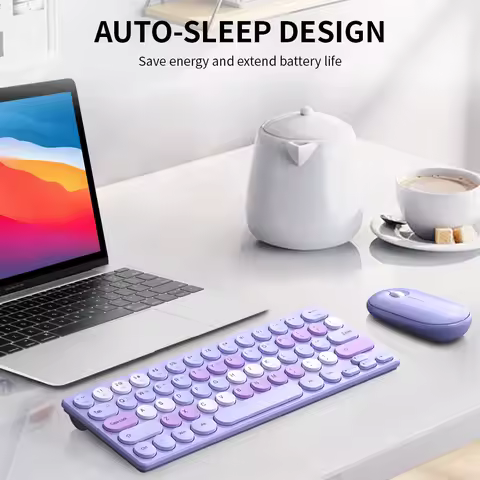 2.4G Colorful Wireless Keyboard and Mouse Ergonomic Small Size Typewriter Keyboard &amp; Mouse Combo 64 Keys for Pc/Laptop/Desktop