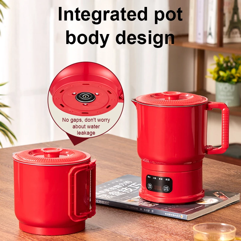 Folding Portable Electric Kettle Insulated Hot Water Boiler Stainless Steel Travel Noodles Cooking Pot Stew Skillet 800ML Hotpot