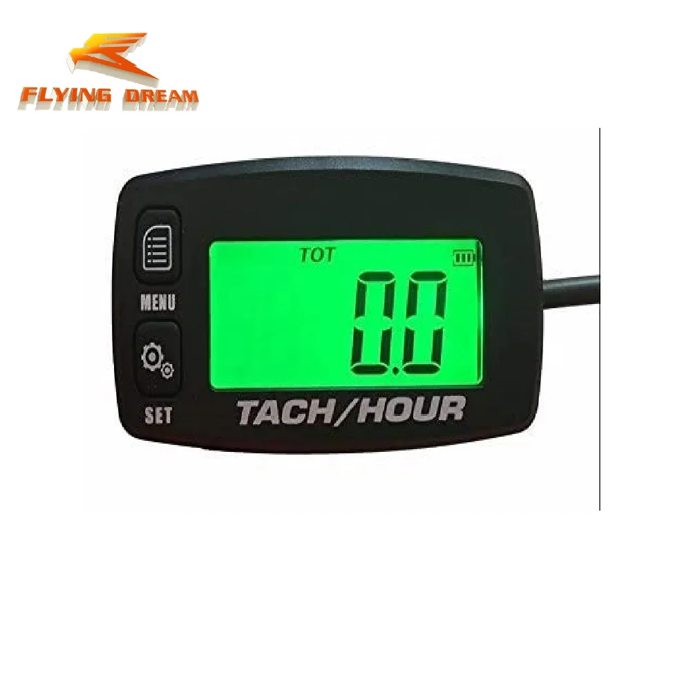 

Engine Hour Meter Inductive Tachometer Backlit Gauge Digital Resettable Tach for Boat Motorcycle Glider ATV Snow Blower Lawn Mow