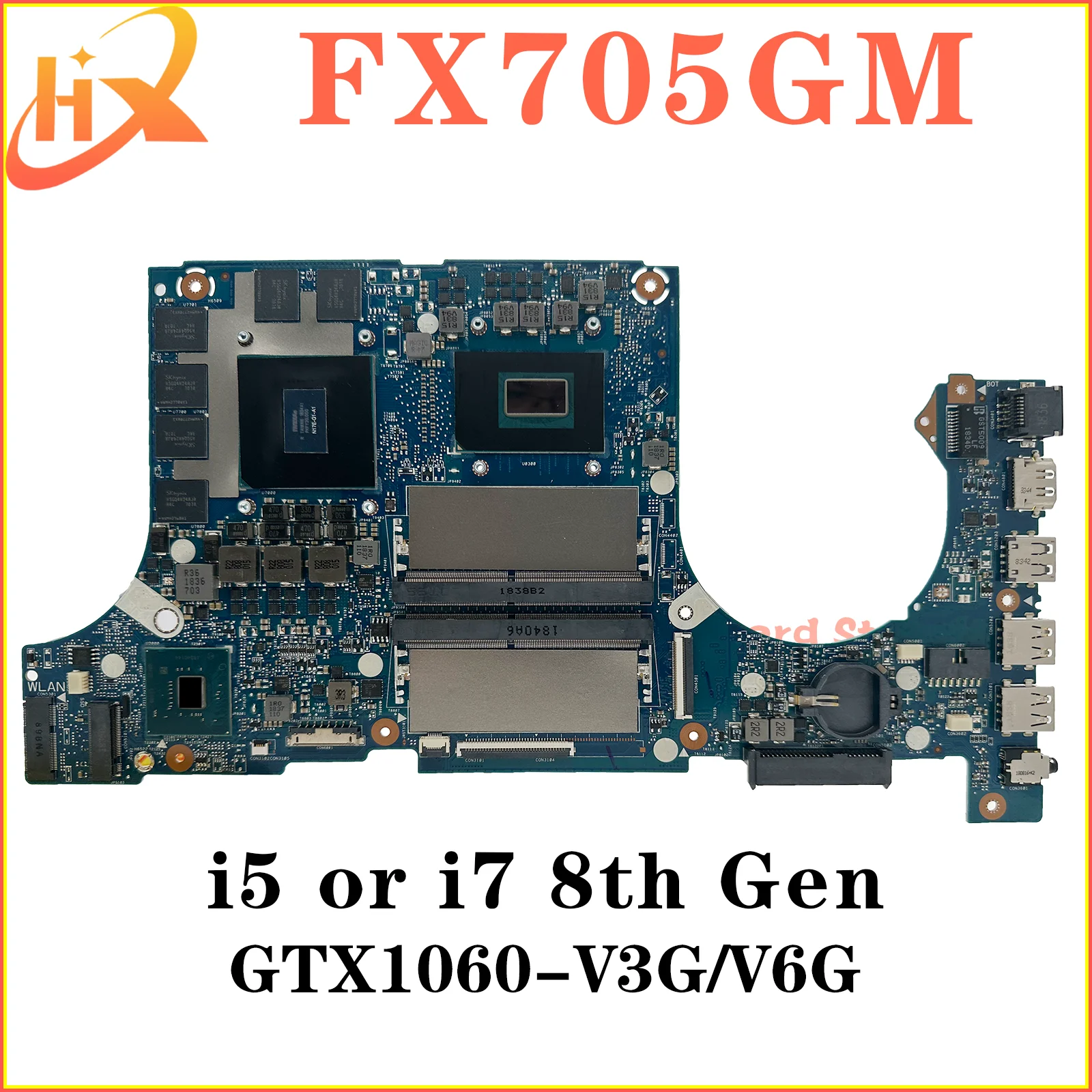 Imagem -02 - Placa-mãe do Portátil para Asus Fx505g Fx505gm Fx705g Px505g Mw505g Fx86f i5 i7 8ª Geração Gtx1060-v3g V6g