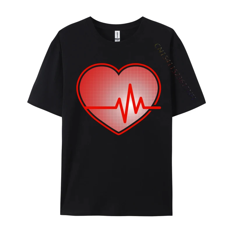 

Heart With Ekg Heartbeat Cardiovascular Family Tops T Shirt Cotton Student T-Shirt Casual Family T-Shirt Fitted