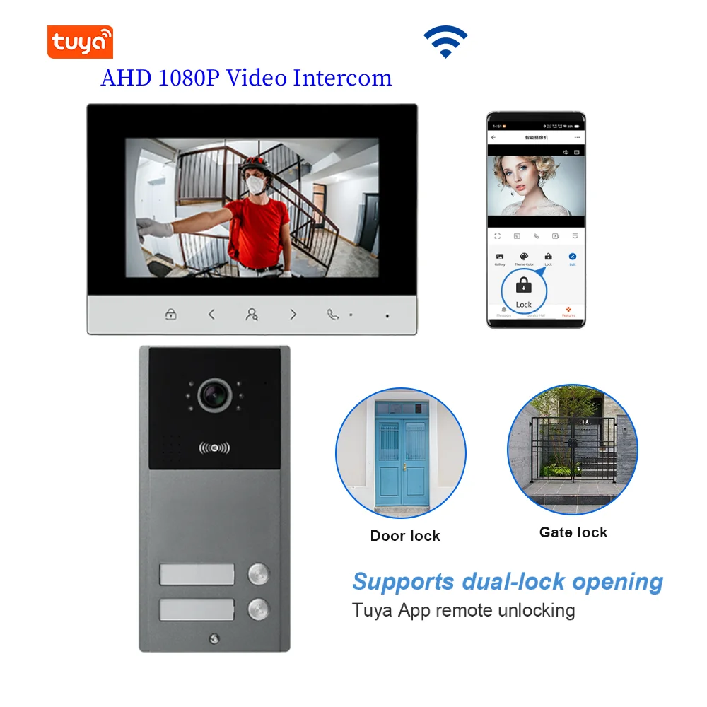 

1080P Tuya видеодомофонная система 1-2 единицы здания 2,4G/5G Wi-Fi видеодомофон для домашнего видео дверной звонок приложение удаленная разблокировка