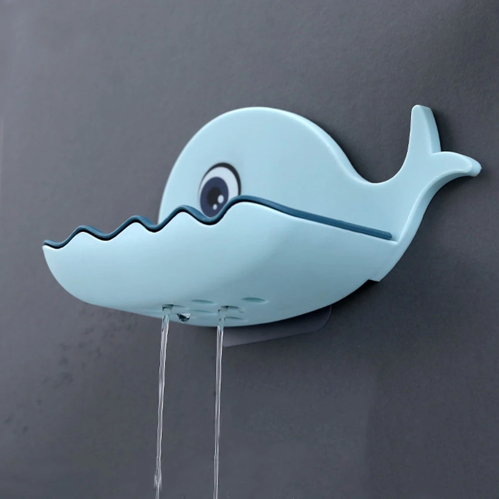 1PC Wall Mounted Soap Dish for Bathroom Shower Portable Whale Soap Holder Plastic Sponge Tray for Kitchen Bathroom Accessories