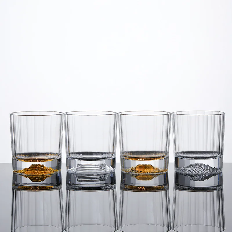 1Pcs glass vertical pattern whisky glass spot household heat-resistant good high-value short water cup