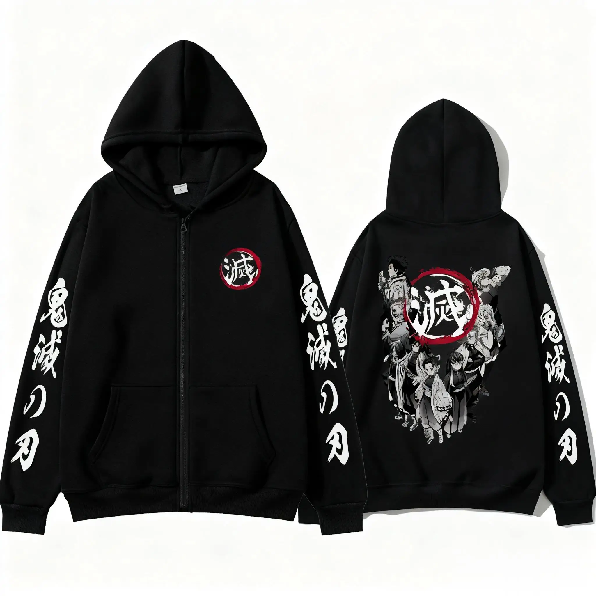 2026 Chinesisches Neujahr Y2K Neuer Anime Reißverschluss-Hoodie Herren und Damen Devil Killer Bedrucktes Sport-Shirt Streetwear Hoodie