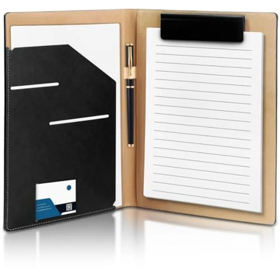 

360° Foldable Clipboard Portfolio with Non-Marking Magnetic Clip and Elastic Pen Loop, A4/Letter Document Holder for Business,