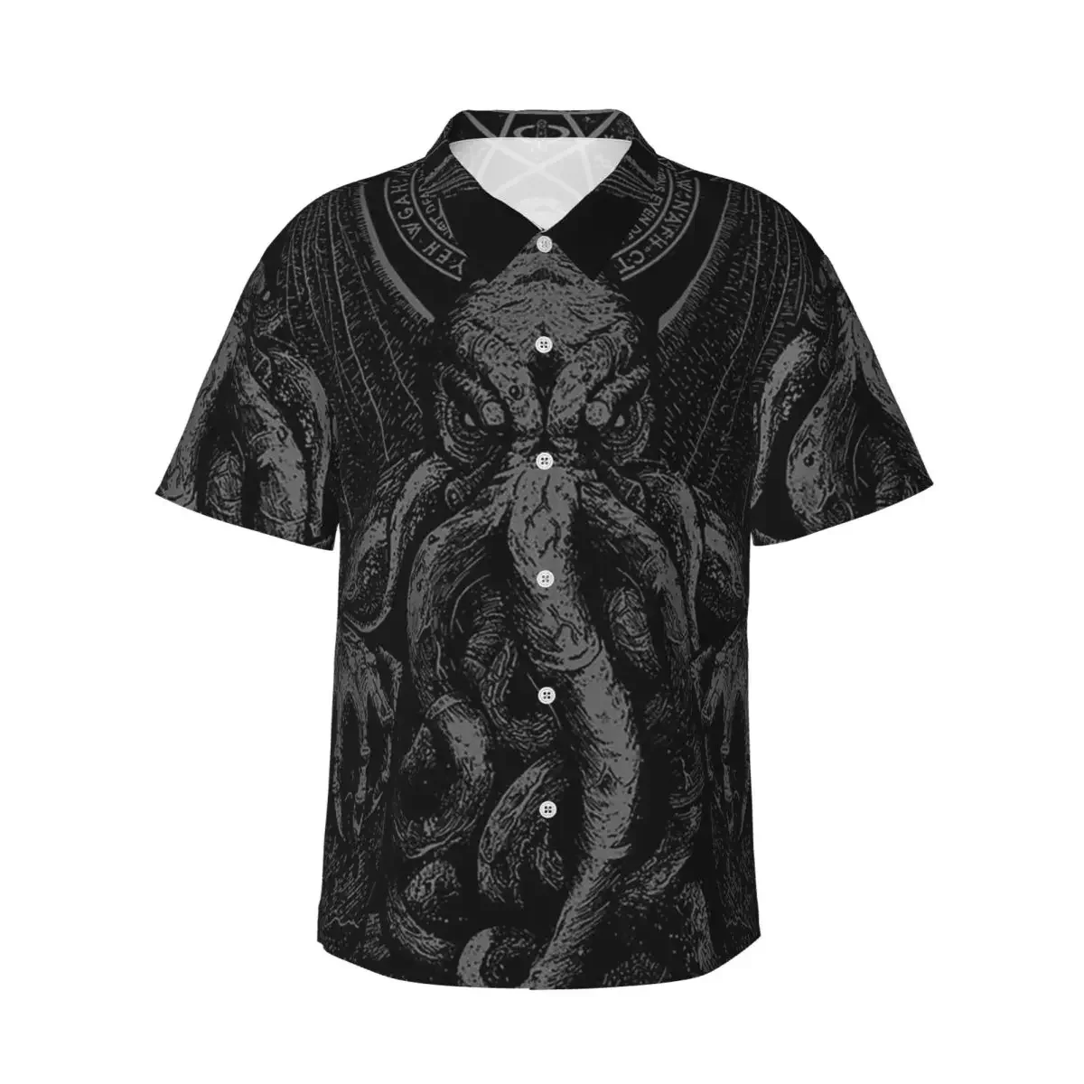 Cthulhu Mythos Lovecraft Horror Men's Shirts Hawaiian Short Sleeve Shirt Funny Lapel Tops for Summer Beach