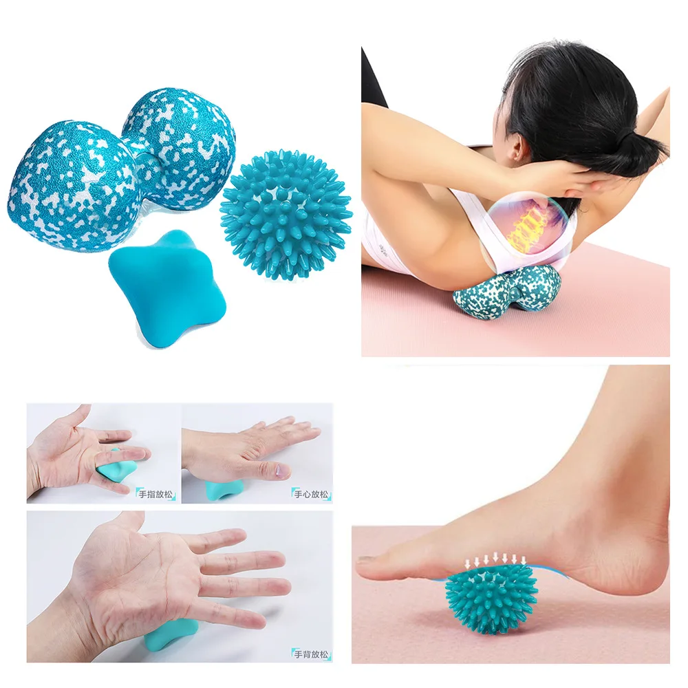Hot Selling Yoga Hand Body Foot Therapy Ball Peanut Spiky Massage Ball Set for Fitness