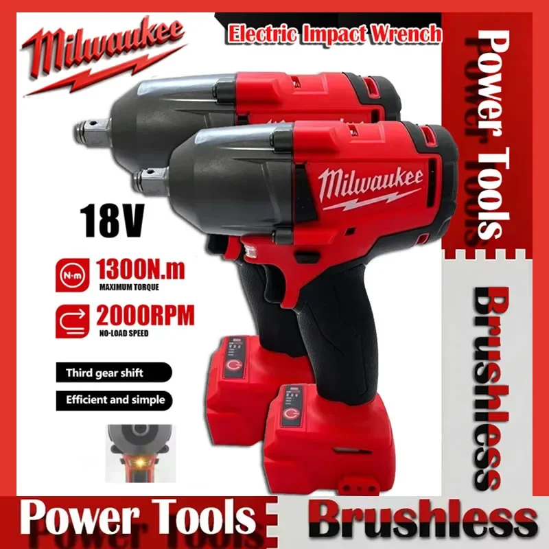 

Milwaukee 18 В Аккумуляторный электрический ударный гайковерт Бесщеточный большой крутящий момент 813 нм Электроинструменты с аккумулятором для ремонта автомобилей и грузовиков в комплекте
