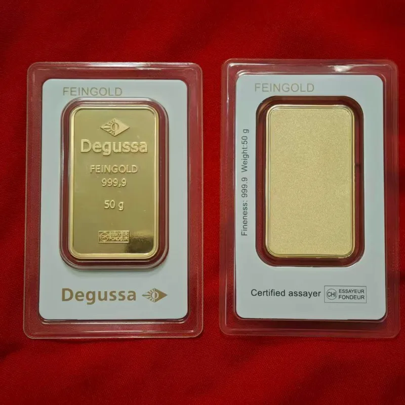 Bestseller 20g/50g/100g Degussa Goldbarren Deutsche Messing-Goldbarren Nicht magnetisch 24K vergoldete Messing-Handwerkskunst