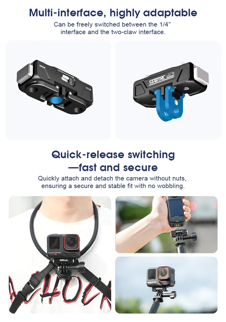 قاعدة محول مغناطيسية سريعة الإصدار لـ Insta360 X5/ACE PRO 2 تركيب مستقر قابل للطي سريع الإصدار محول تركيب بمخلبين
