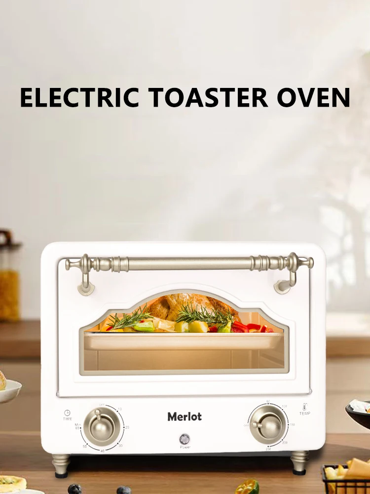 9L Retro Toaster Oven Multifunctional Household Pizza Electric Oven Meat Grill Bread Timing Baking Machine Kitchen Appliances