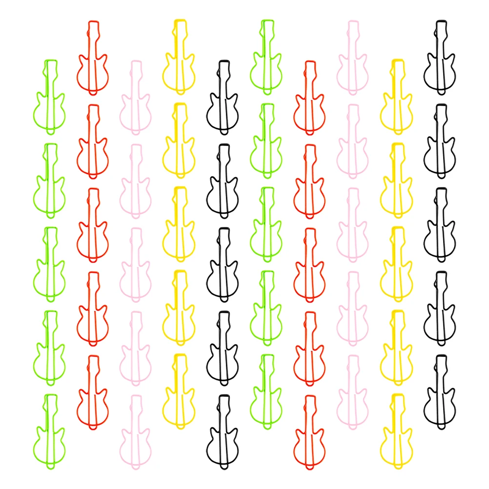 

50pcs Guitar Shaped Metal Paper Clips Bookmark Page Holder Office Supplies Music Themed Party Favors Decorative Book Clips