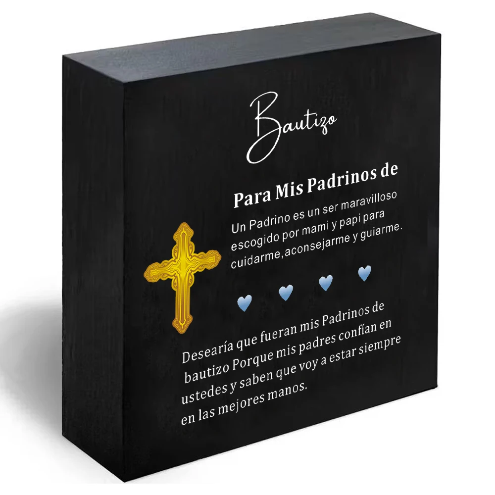 Regalo de Bautismo para Padres de Bautizo, Decoración Religiosa para Mesa de Bautizo, Regalo Católico para Madrina y Padrino