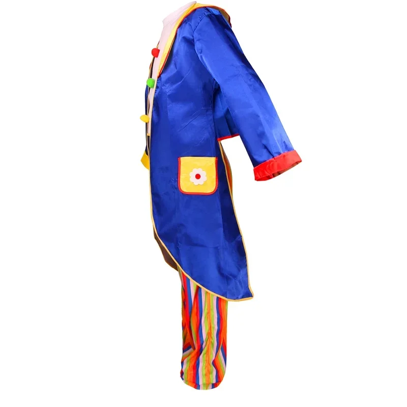 Zirkus-Clown-Kostüm für Erwachsene, Männer und Frauen, mit Maske, Schuhen, Perücke, bläst Drachen-Clown, lustiges Karnevalskostüm