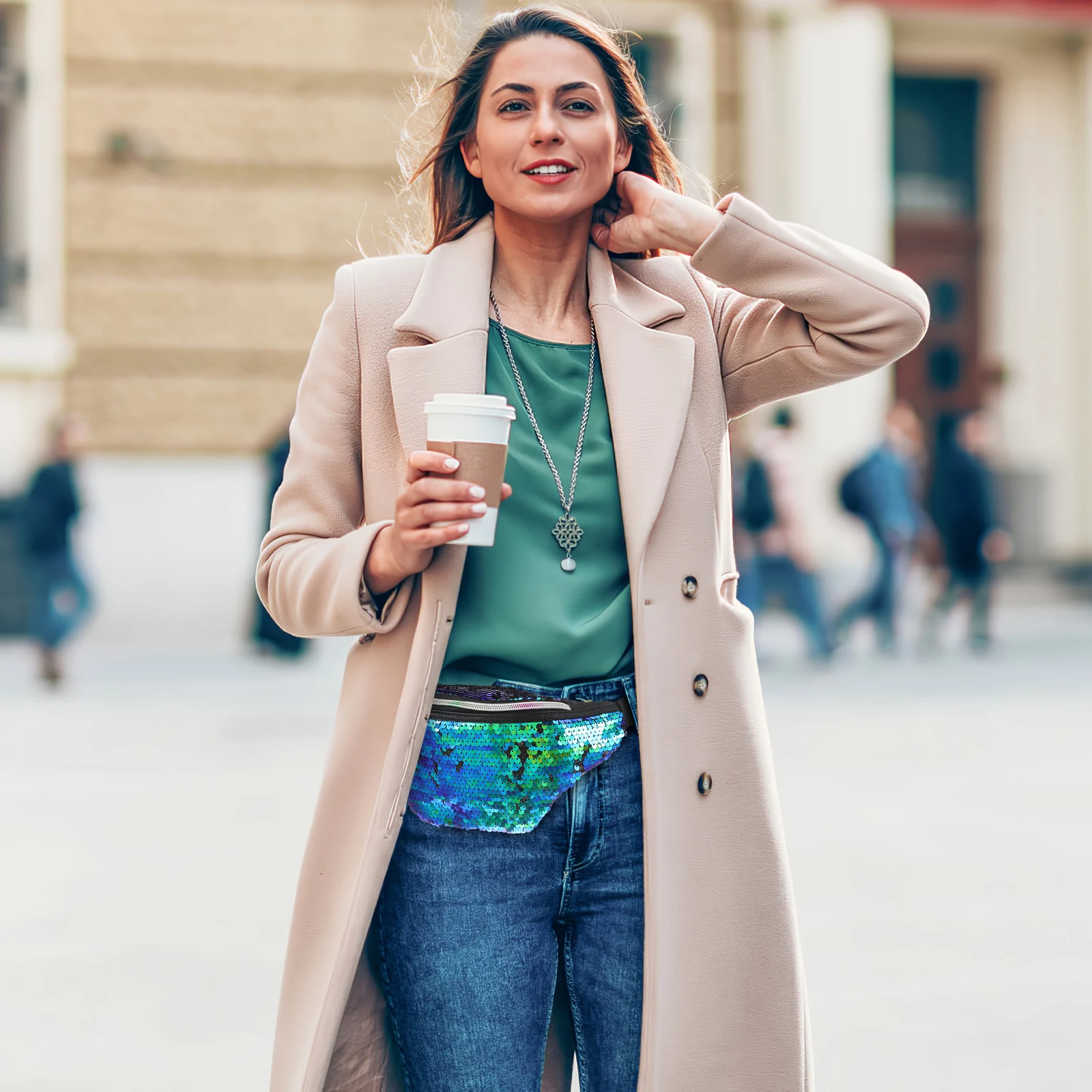 

Girls Shiny Mermaid Fanny Pack Sequined Waist Bag Fashion Outdoor Running Belt Small Belt Bag for Women Sports Waist Pouch